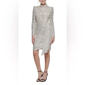 Eliza J Silver Asymmetrical Sequin Dress